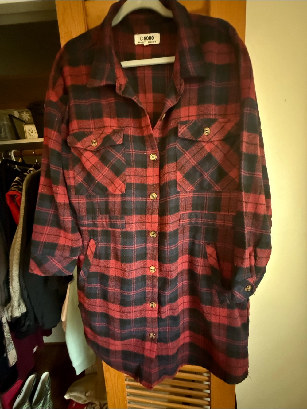 Ci Sono Red & Black Plaid Button-Down Shirt